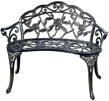 Copper Cast Aluminum Carved Patio Bench