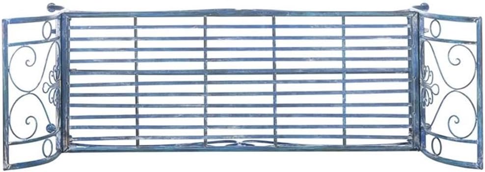 Antique Blue Victorian Wrought Iron Garden Bench