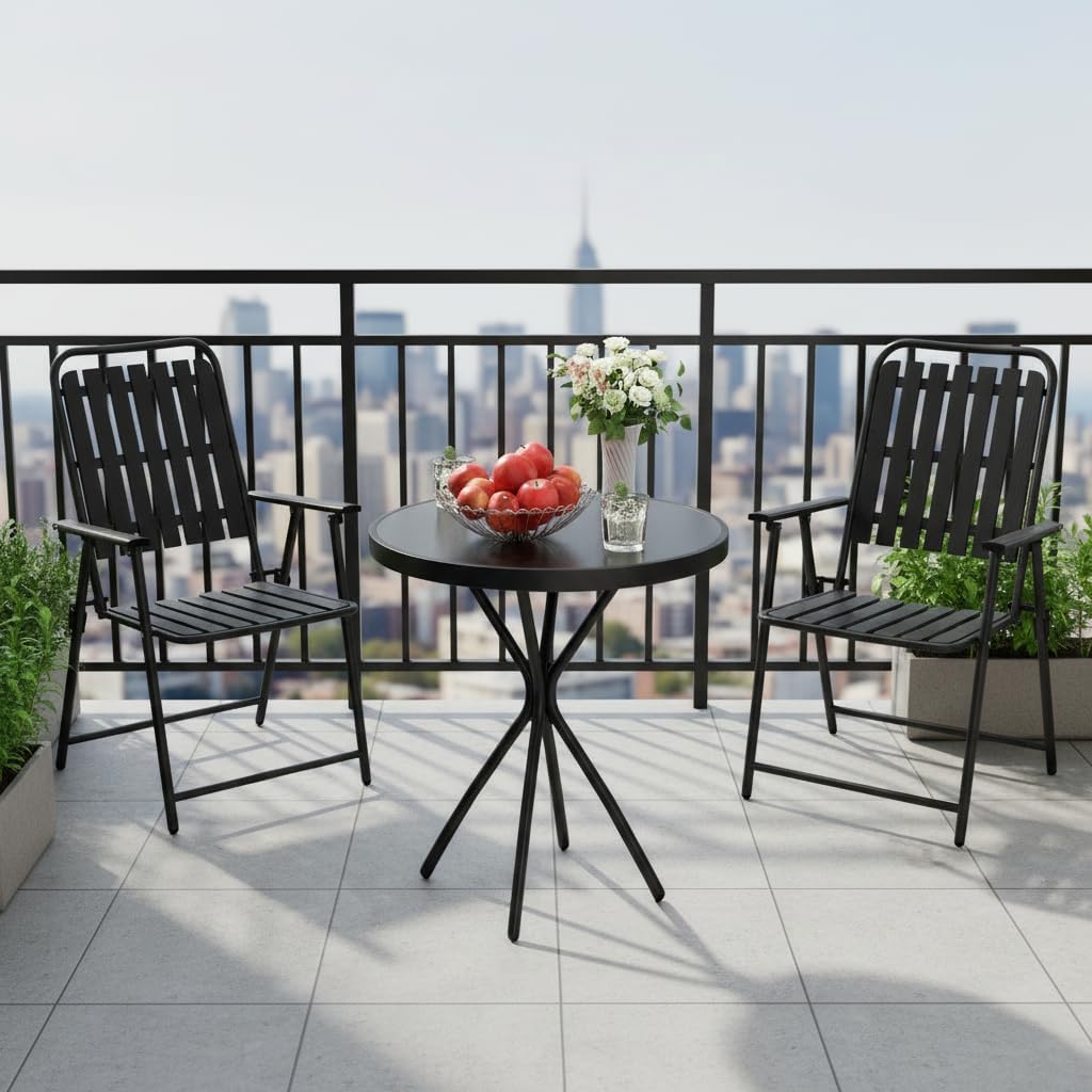 Foldable 3 Piece Outdoor Patio Bistro Set