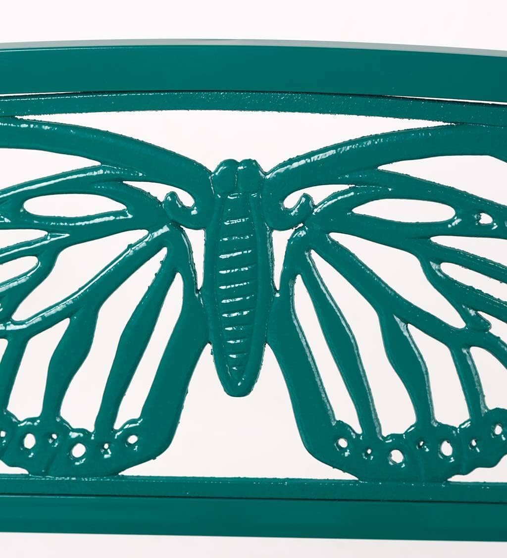 Teal Iron Butterfly All Season Garden Bench