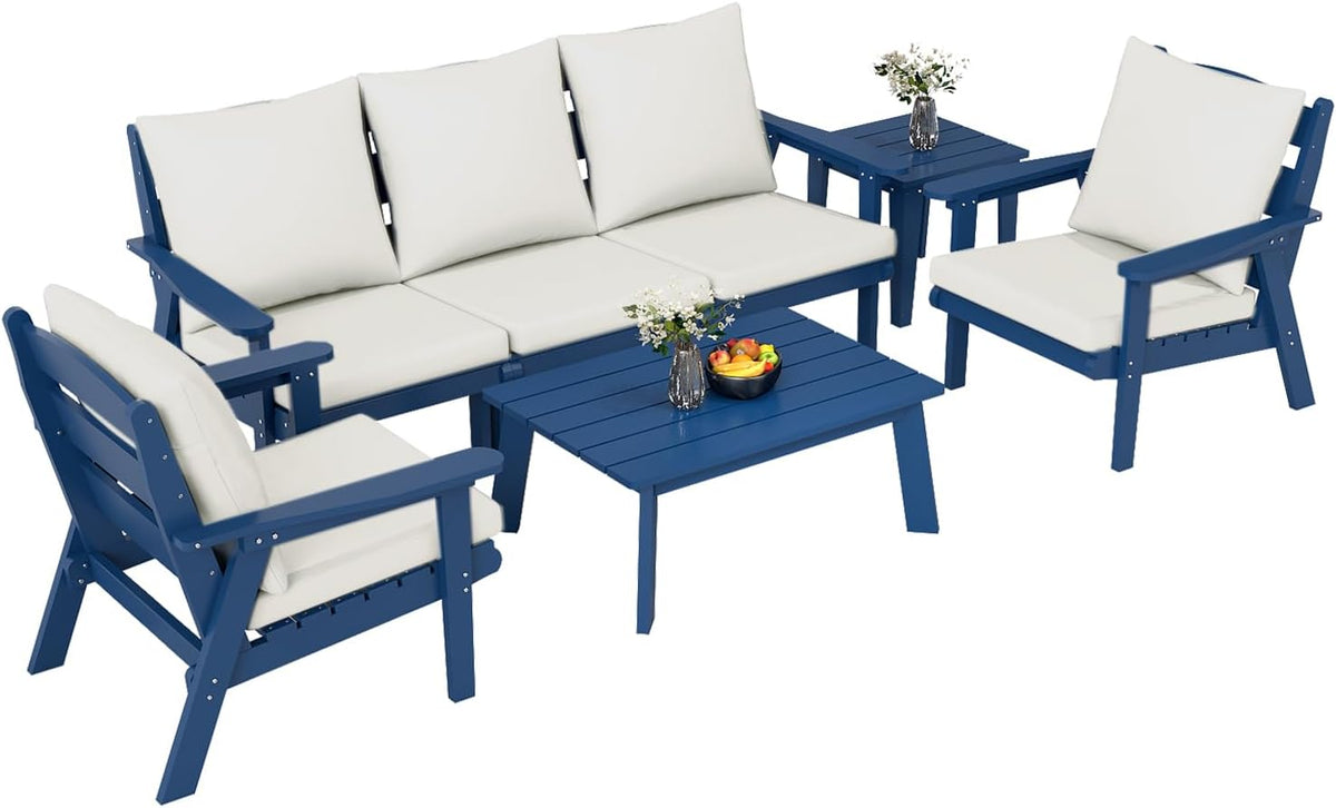 Navy HDPE 7 Piece Patio Sofa Set