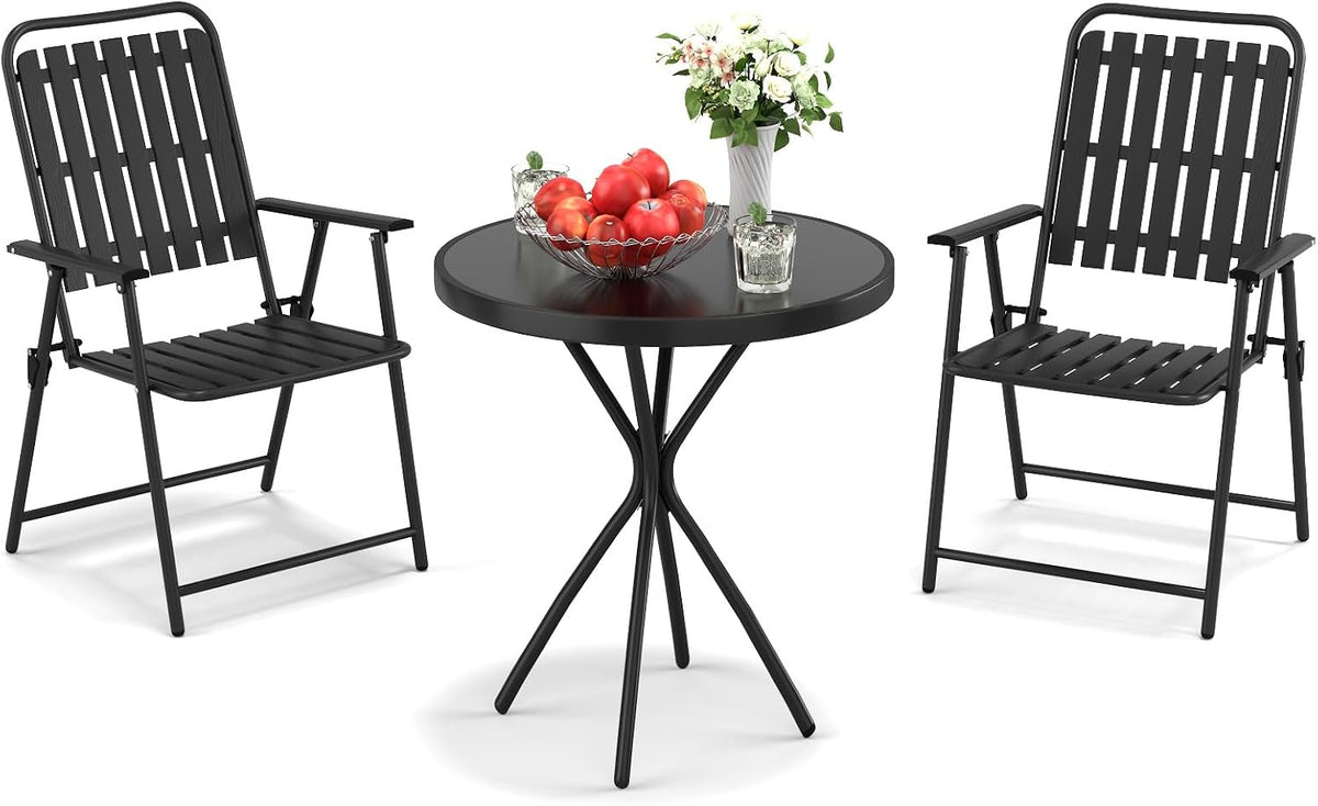 Foldable 3 Piece Outdoor Patio Bistro Set