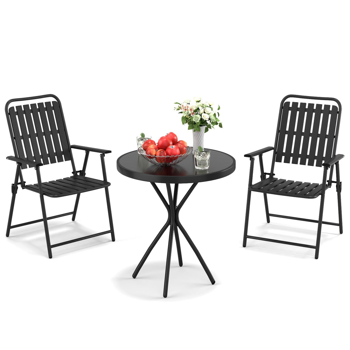 Foldable 3 Piece Outdoor Patio Bistro Set