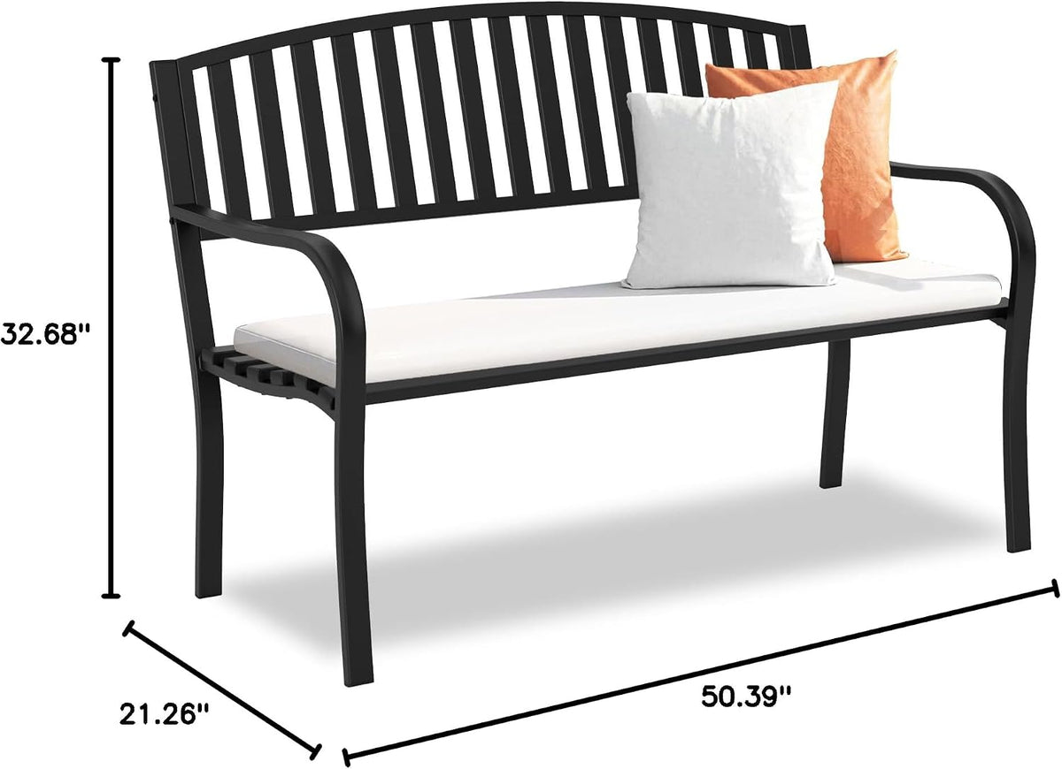 Wrought Iron Weatherproof Outdoor Garden Bench