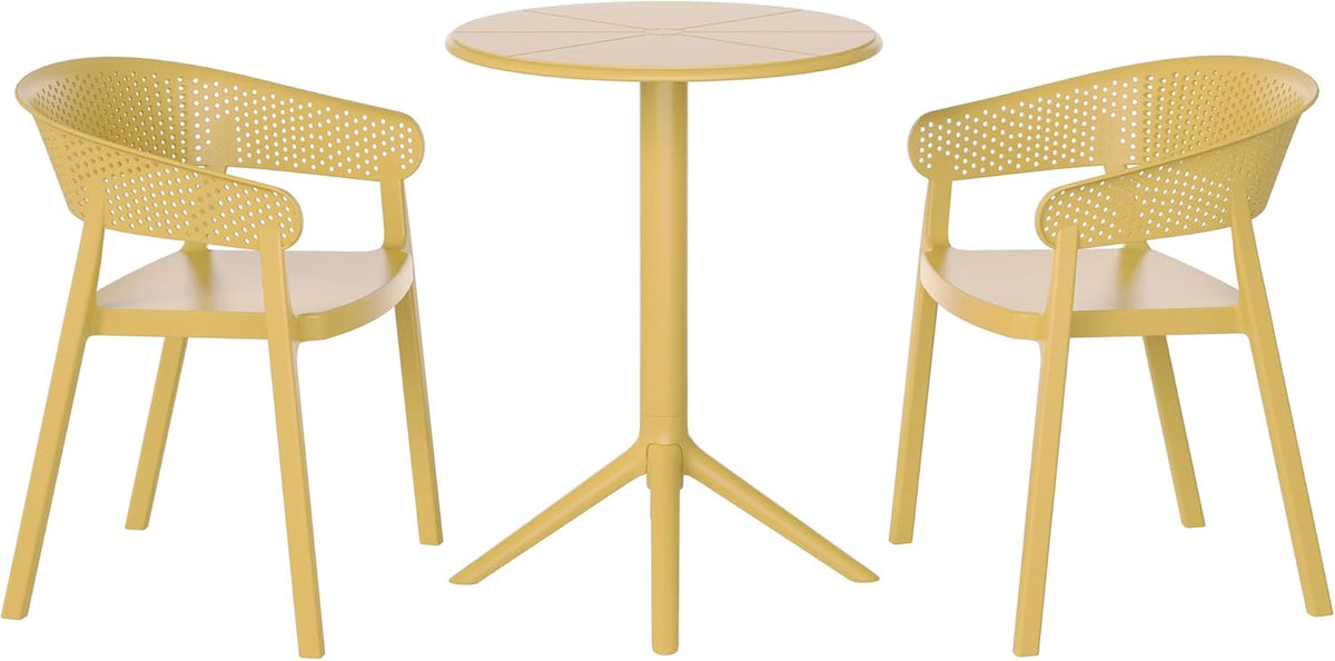 Yellow Resin 3 Piece Patio Bistro Set