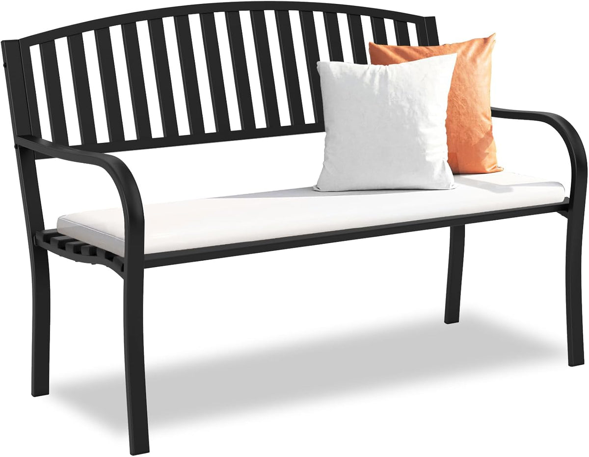 Wrought Iron Weatherproof Outdoor Garden Bench