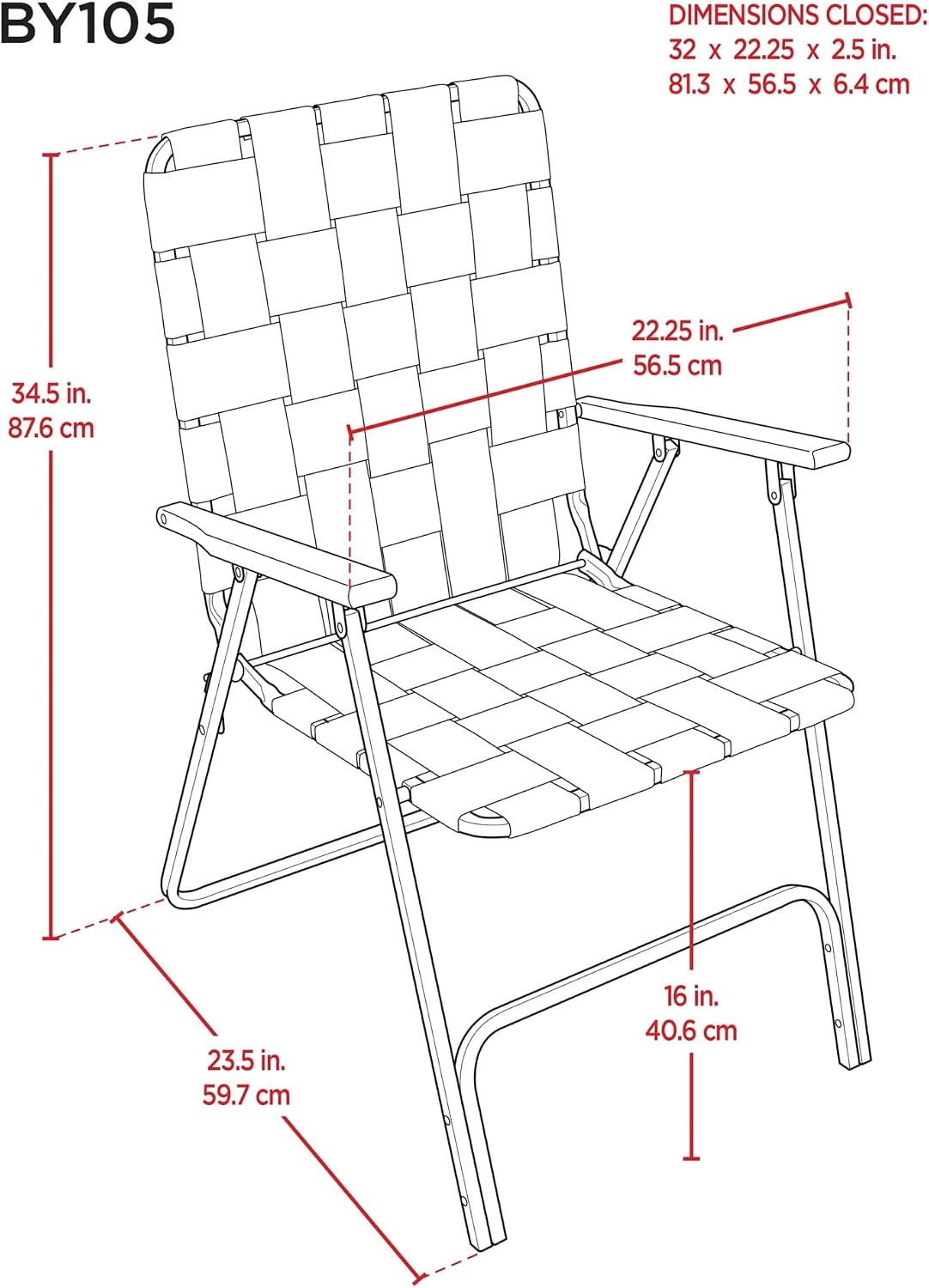 Grey Steel Woven Folding Camping Patio Chair