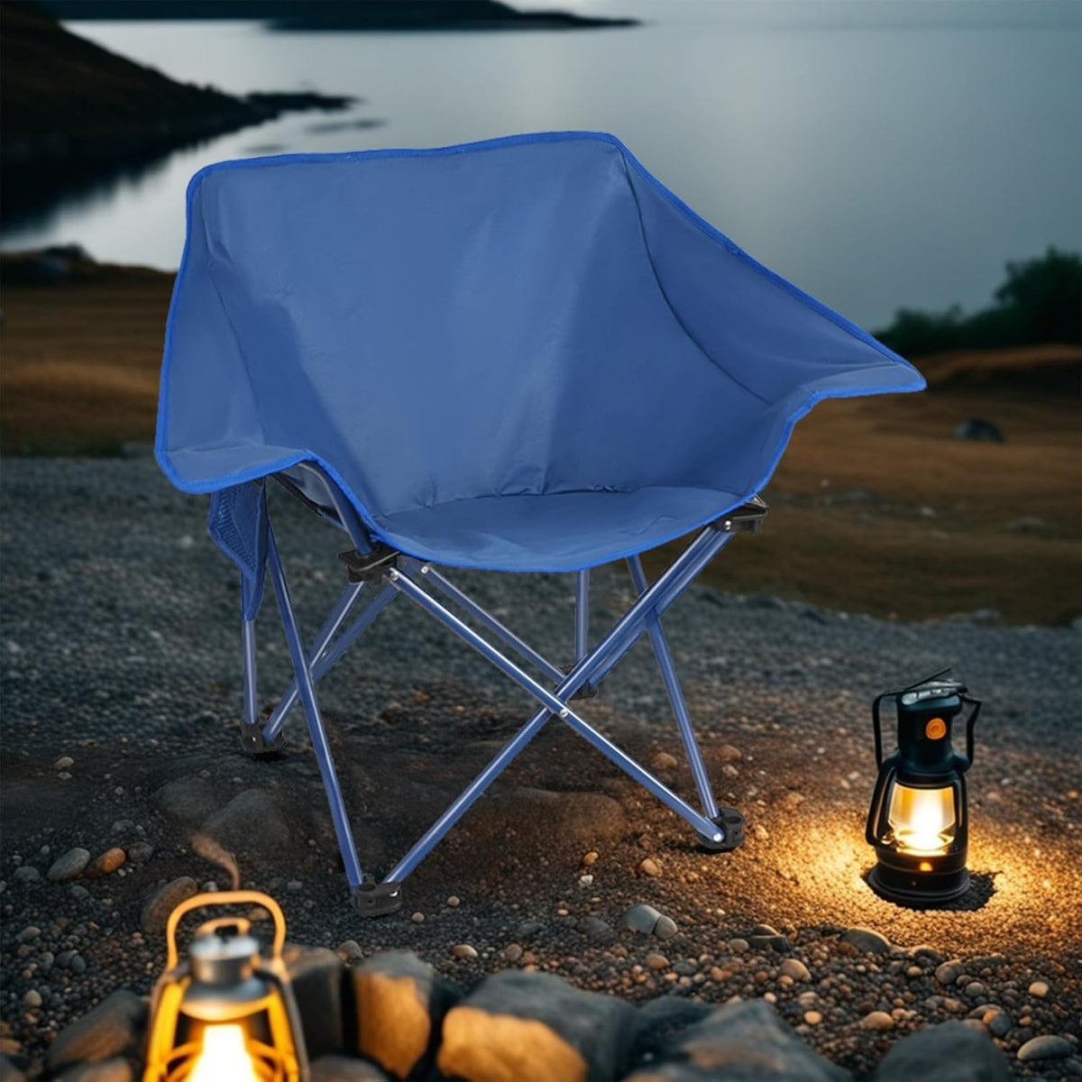 Blue Heavy Duty 4 Pack Folding Camping Chairs