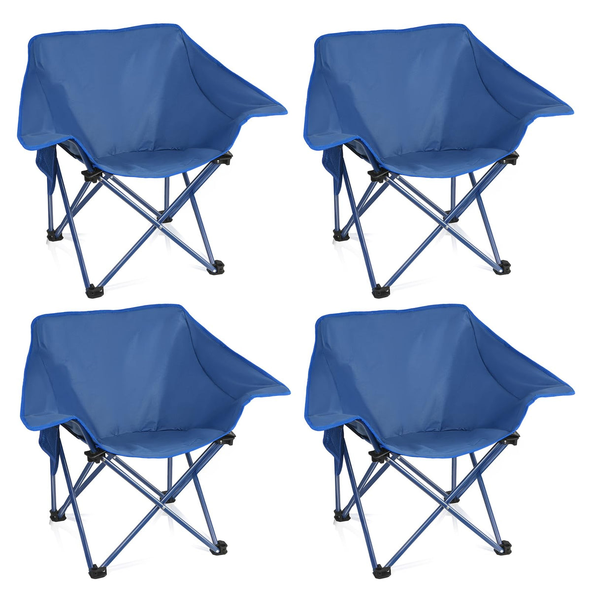 Blue Heavy Duty 4 Pack Folding Camping Chairs