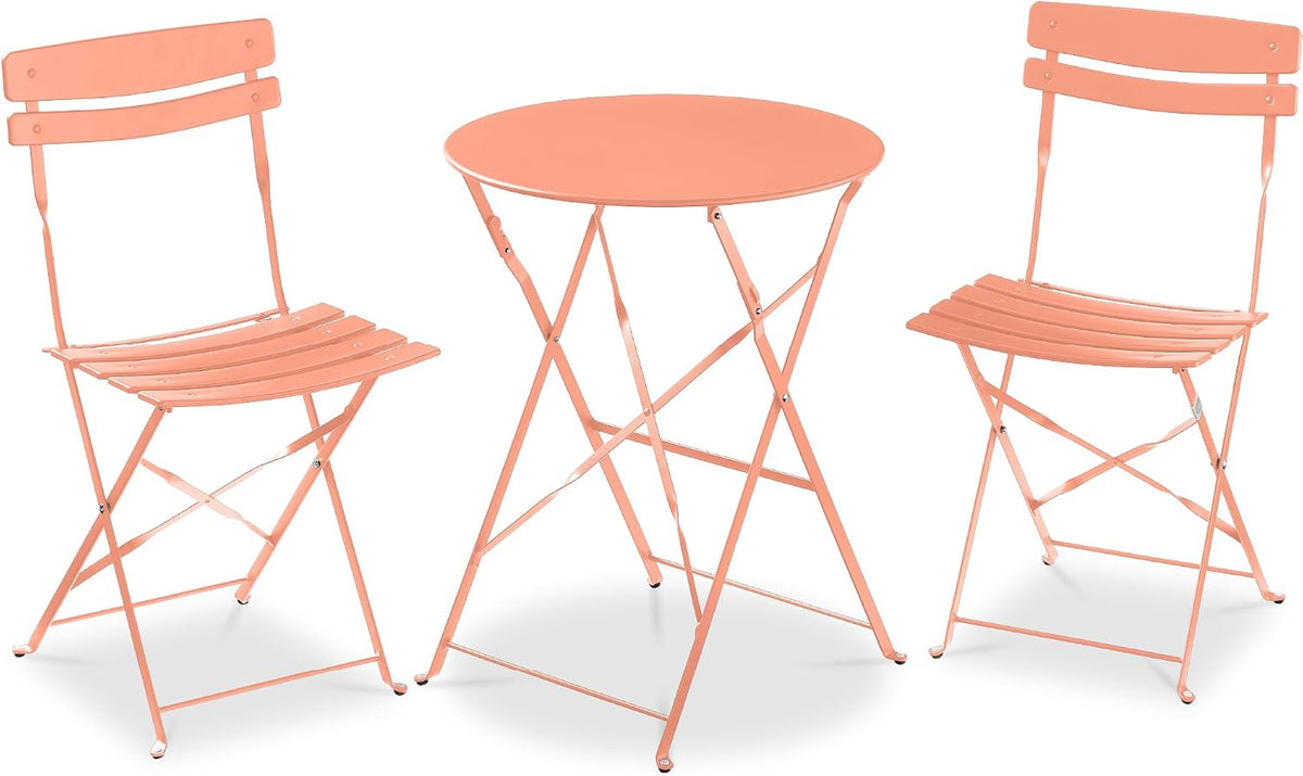 Coral Steel Folding 3 Piece Patio Bistro Set