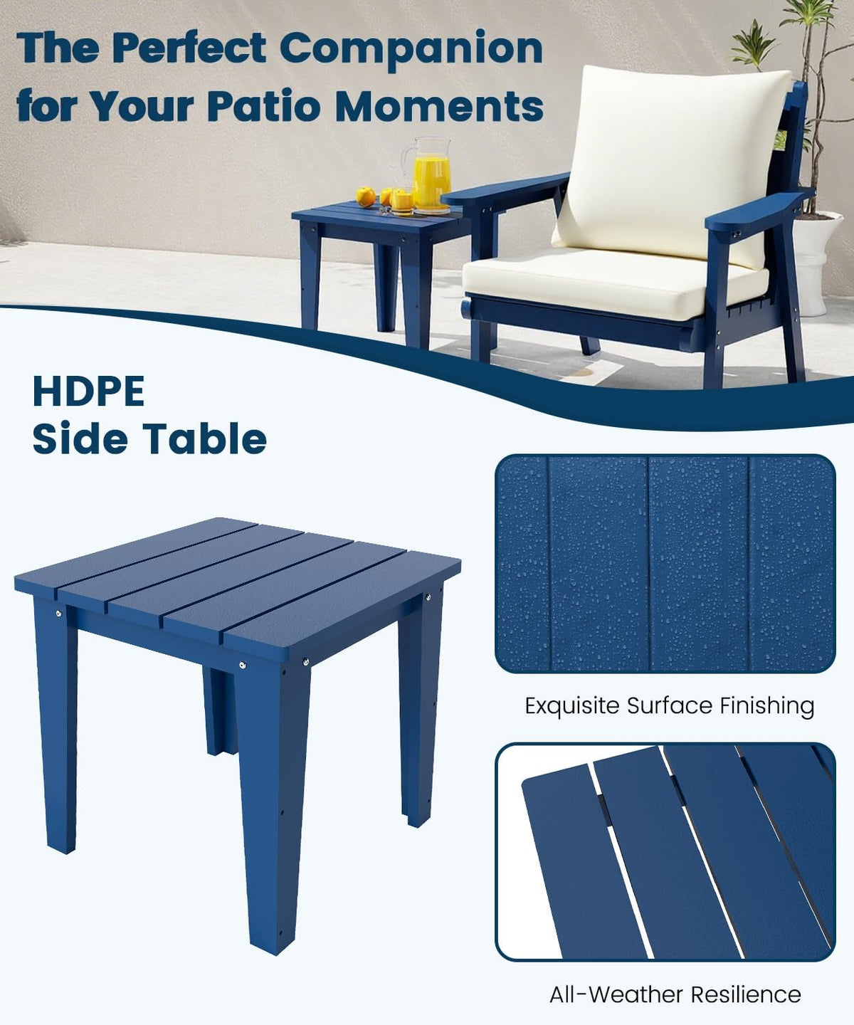 Navy HDPE 7 Piece Patio Sofa Set
