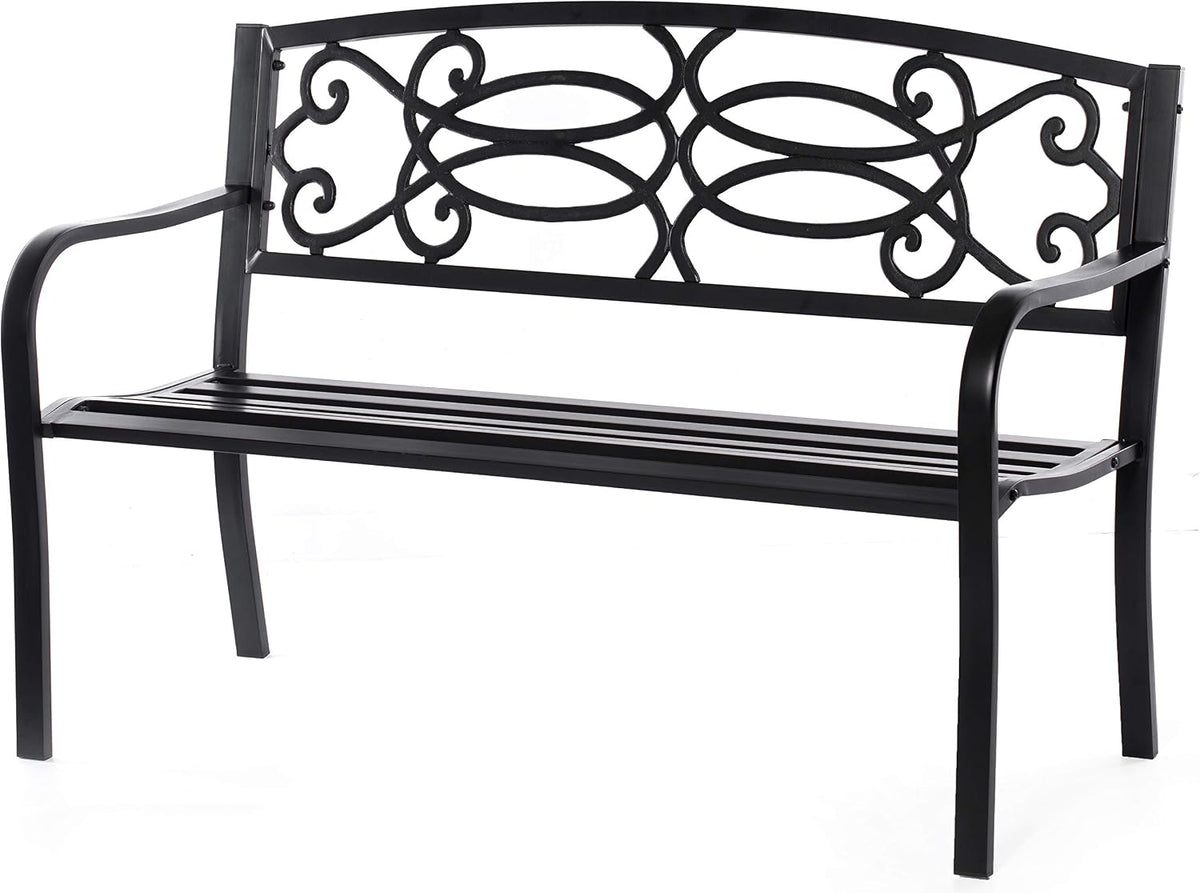 Scrollwork Steel Outdoor Garden Patio Bench