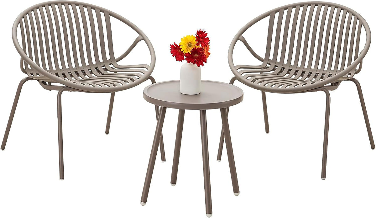 Gray Weatherproof 3 Piece Patio Bistro Set