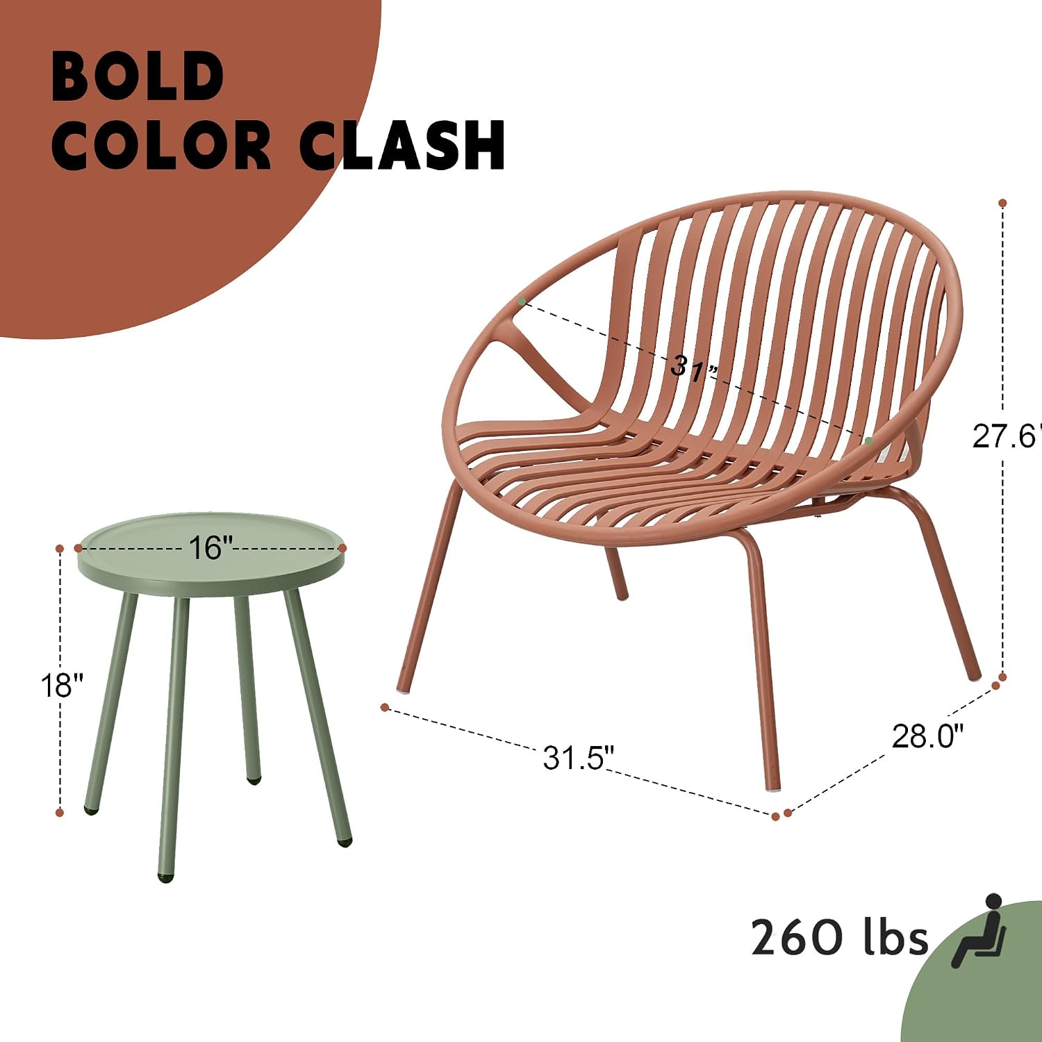 3 Piece Outdoor Patio Bistro Furniture Set
