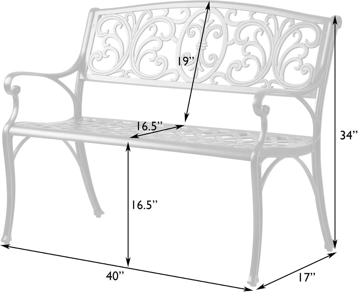 Bronze Cast Aluminum Rustproof Patio Bench