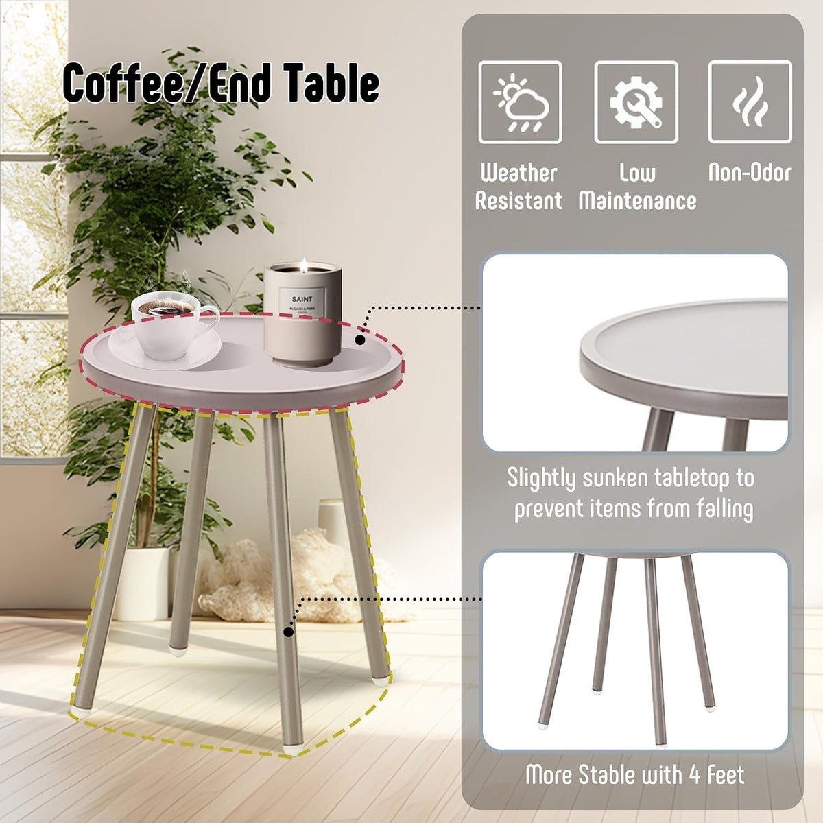 Gray Weatherproof 3 Piece Patio Bistro Set