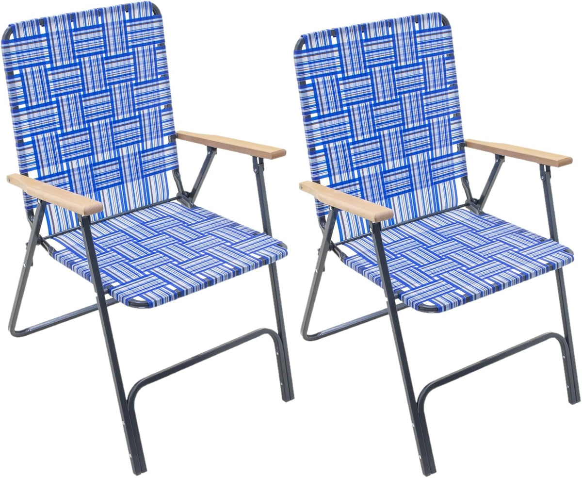 Grey Steel Woven Folding Camping Patio Chair