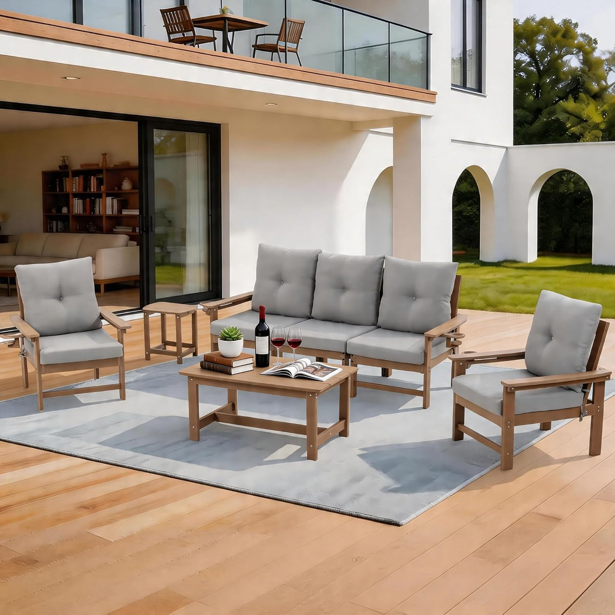 Brown HDPE 7 Piece Patio Sofa Set