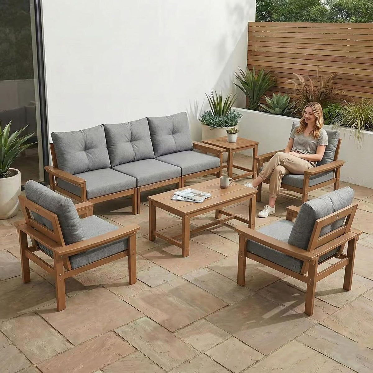 HDPE 5 Seat Outdoor Sectional Sofa Set