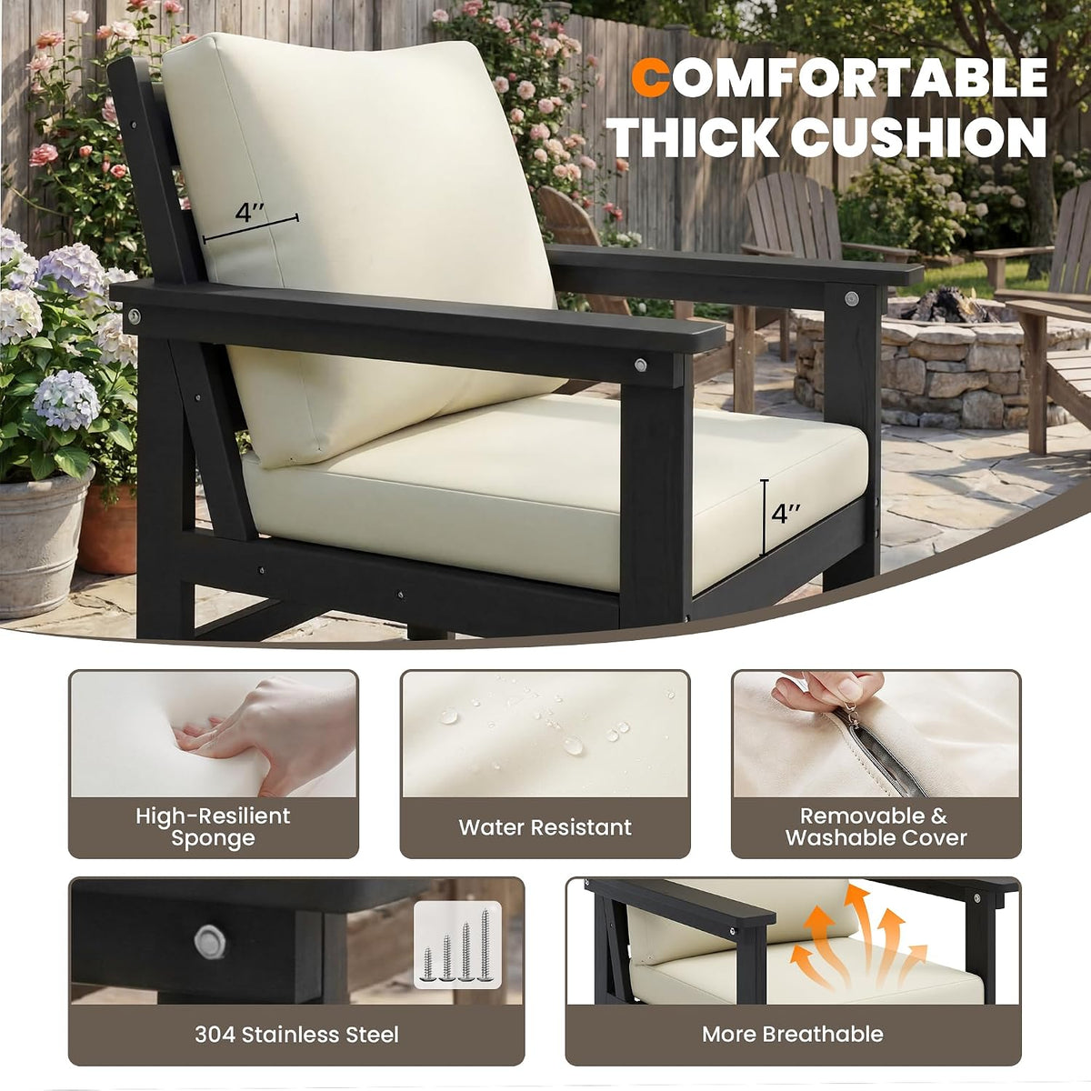 HDPE 6 Piece Modular Patio Sofa Set