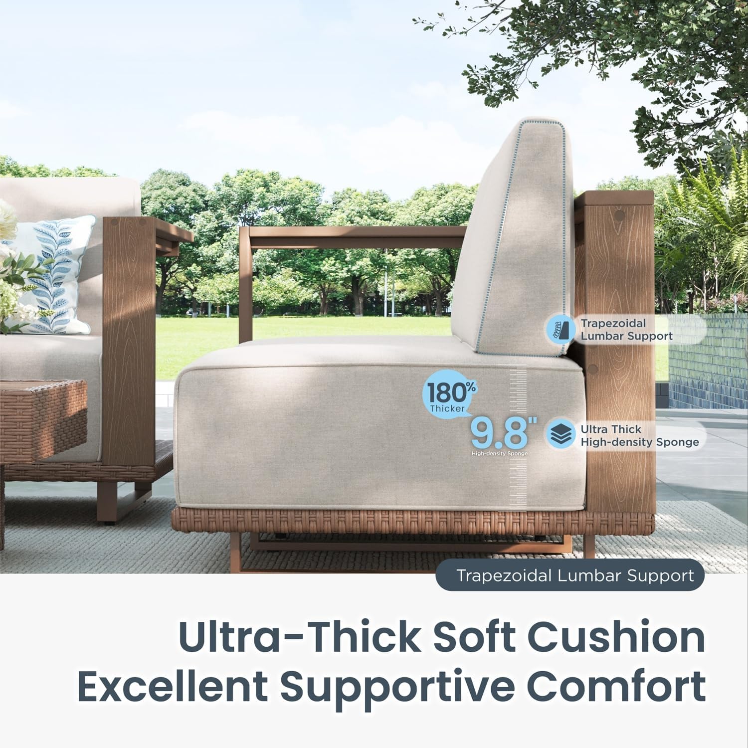 Beige HDPE 4 Piece L Shaped Patio Set