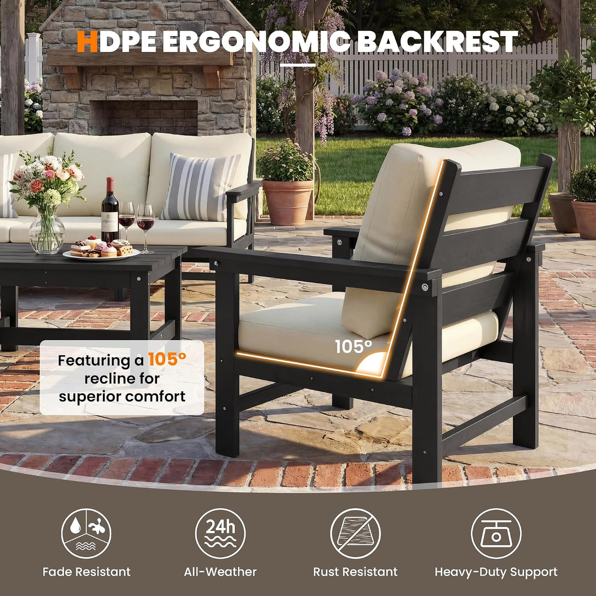 HDPE 6 Piece Modular Patio Sofa Set