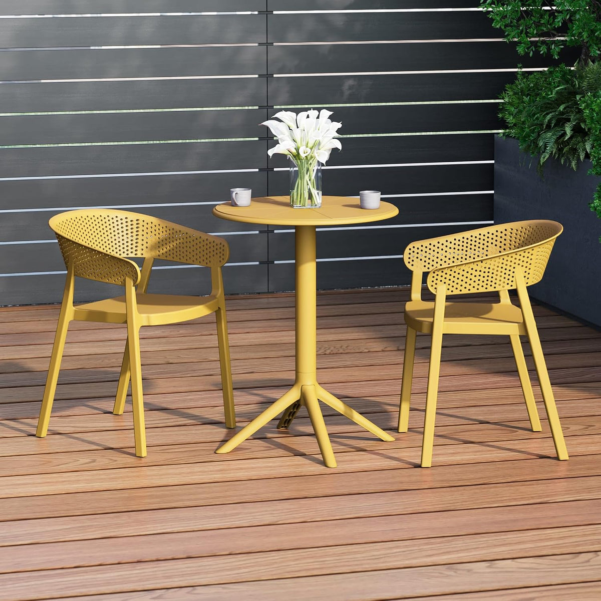 Yellow Resin 3 Piece Patio Bistro Set