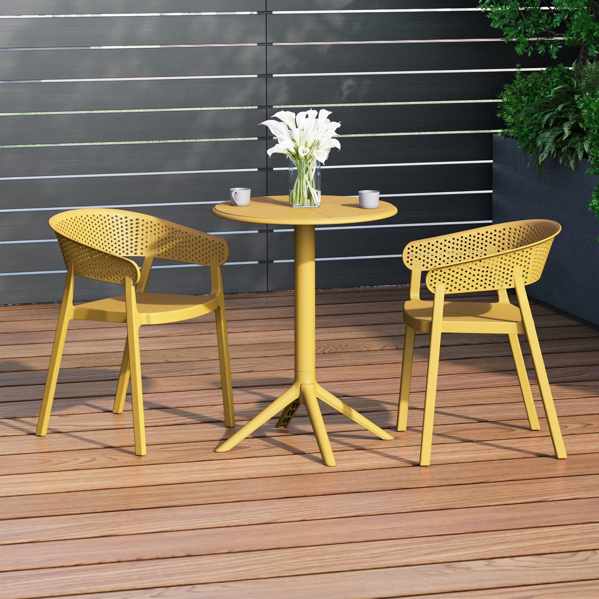 Yellow Resin 3 Piece Patio Bistro Set