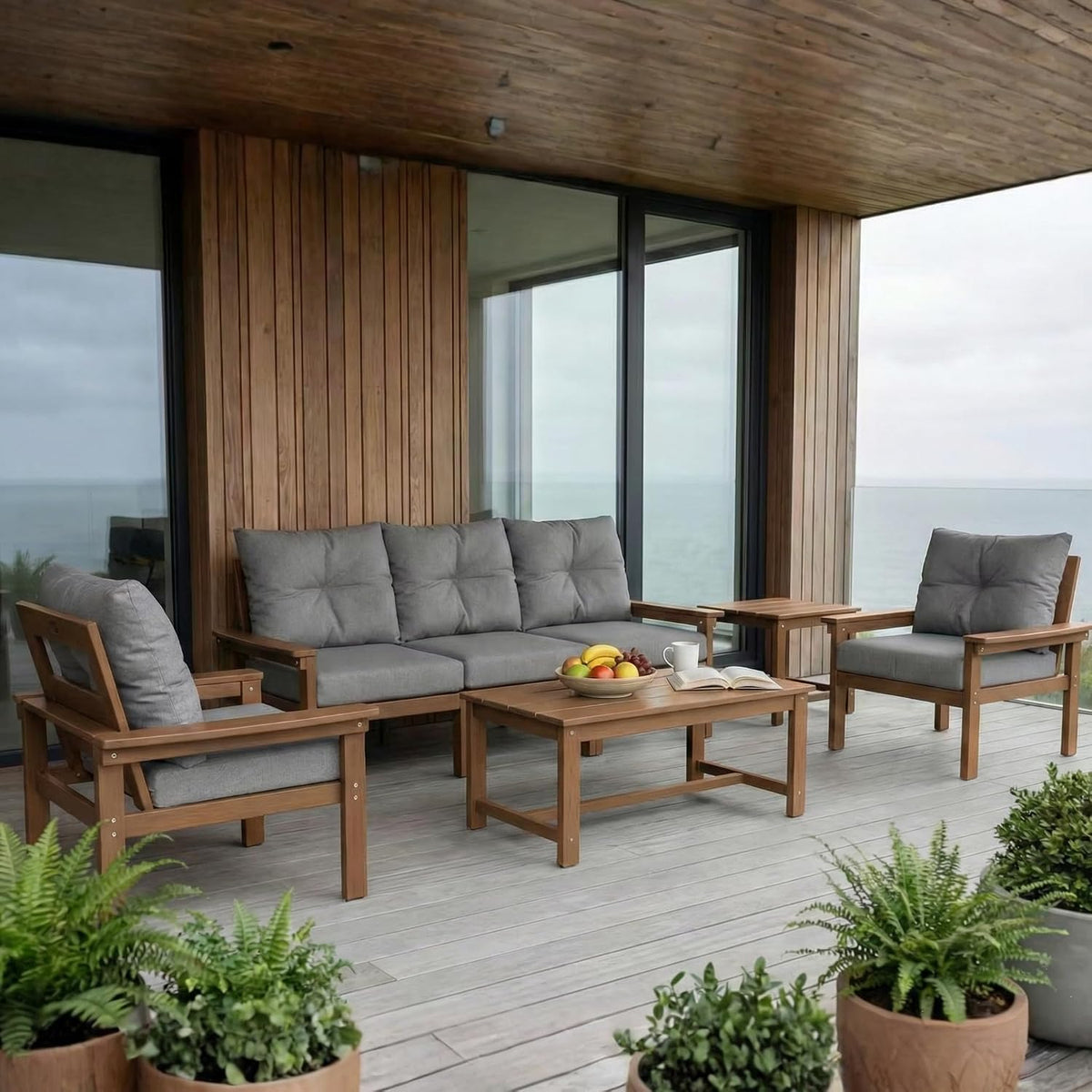 HDPE 5 Seat Outdoor Sectional Sofa Set