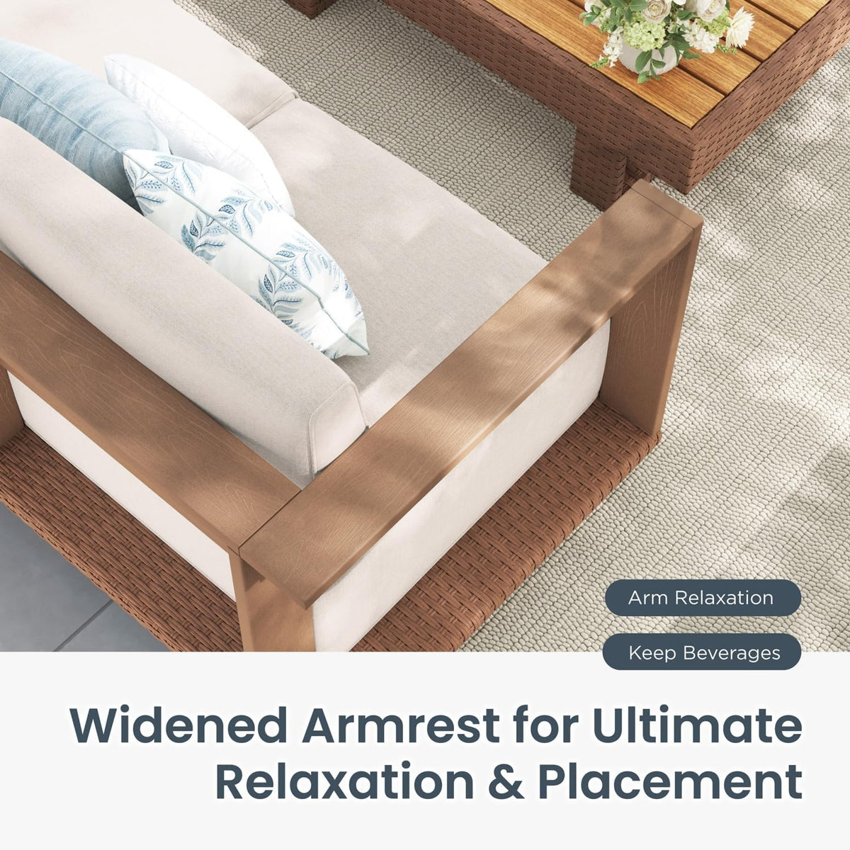 Beige HDPE 4 Piece L Shaped Patio Set