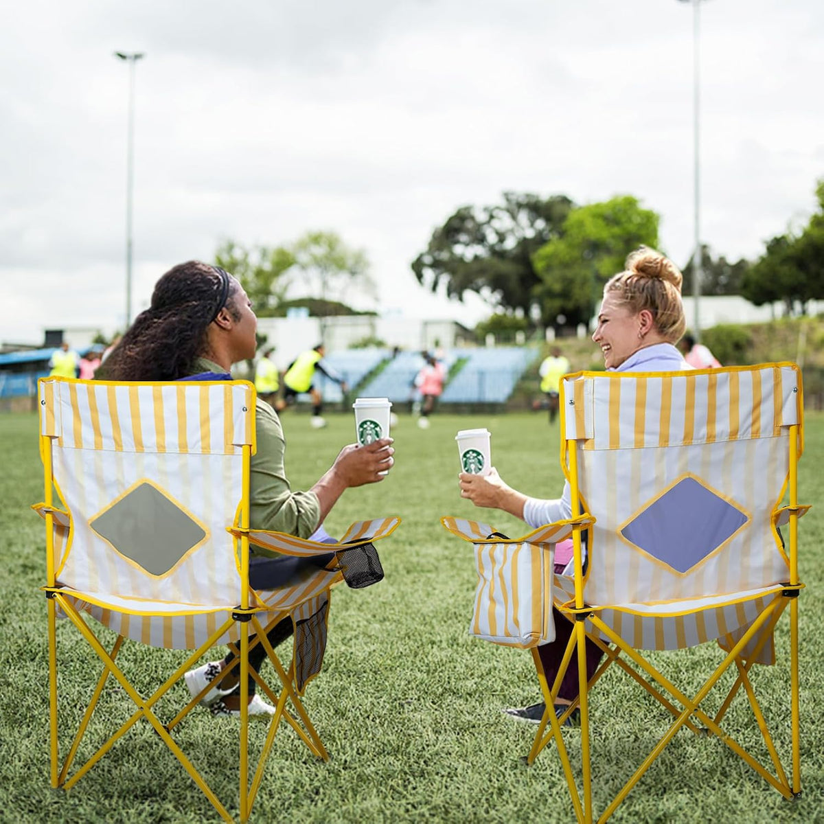 Yellow Mesh Cooler 2 Pack Camping Chairs