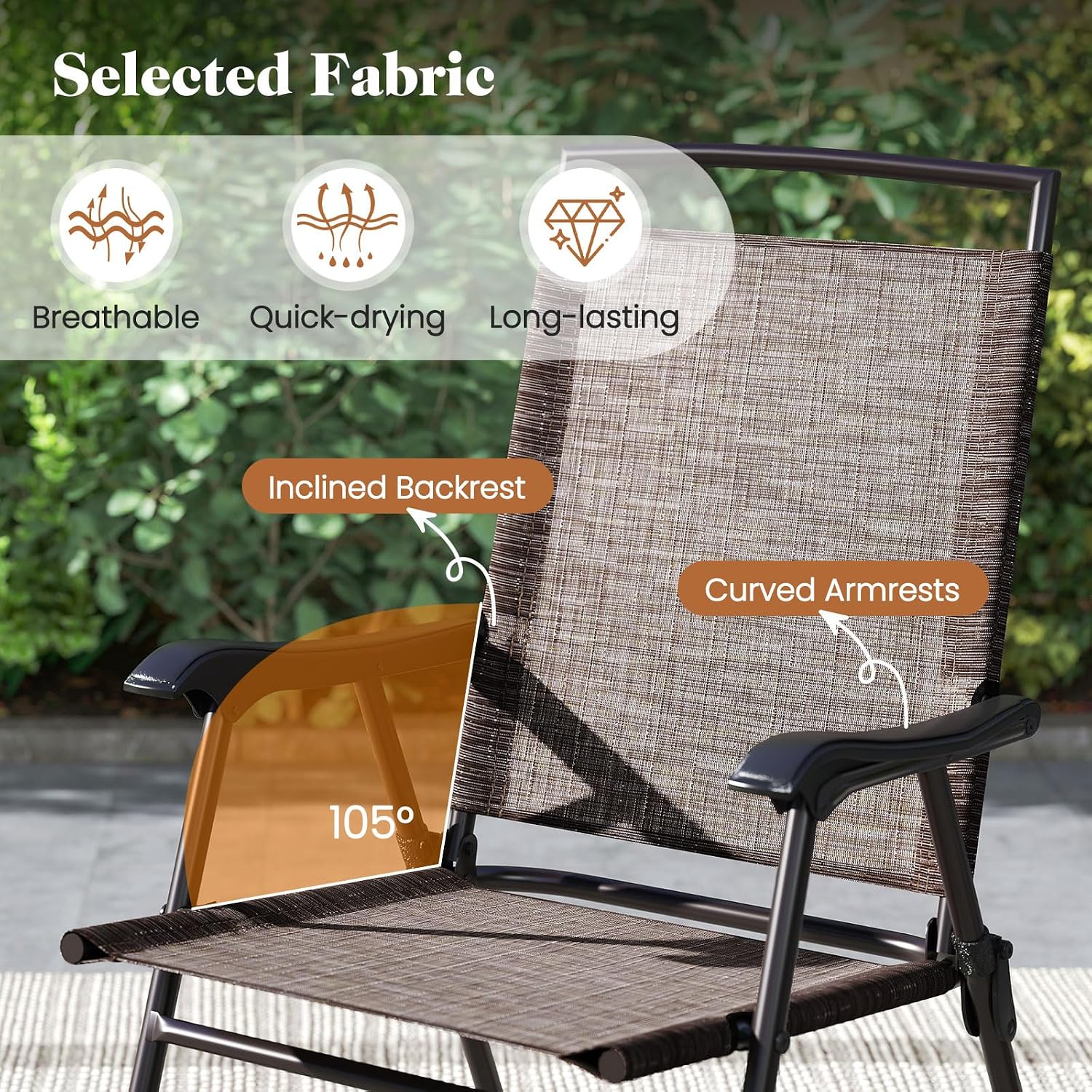 3 Piece Glass Top Foldable Patio Bistro Set