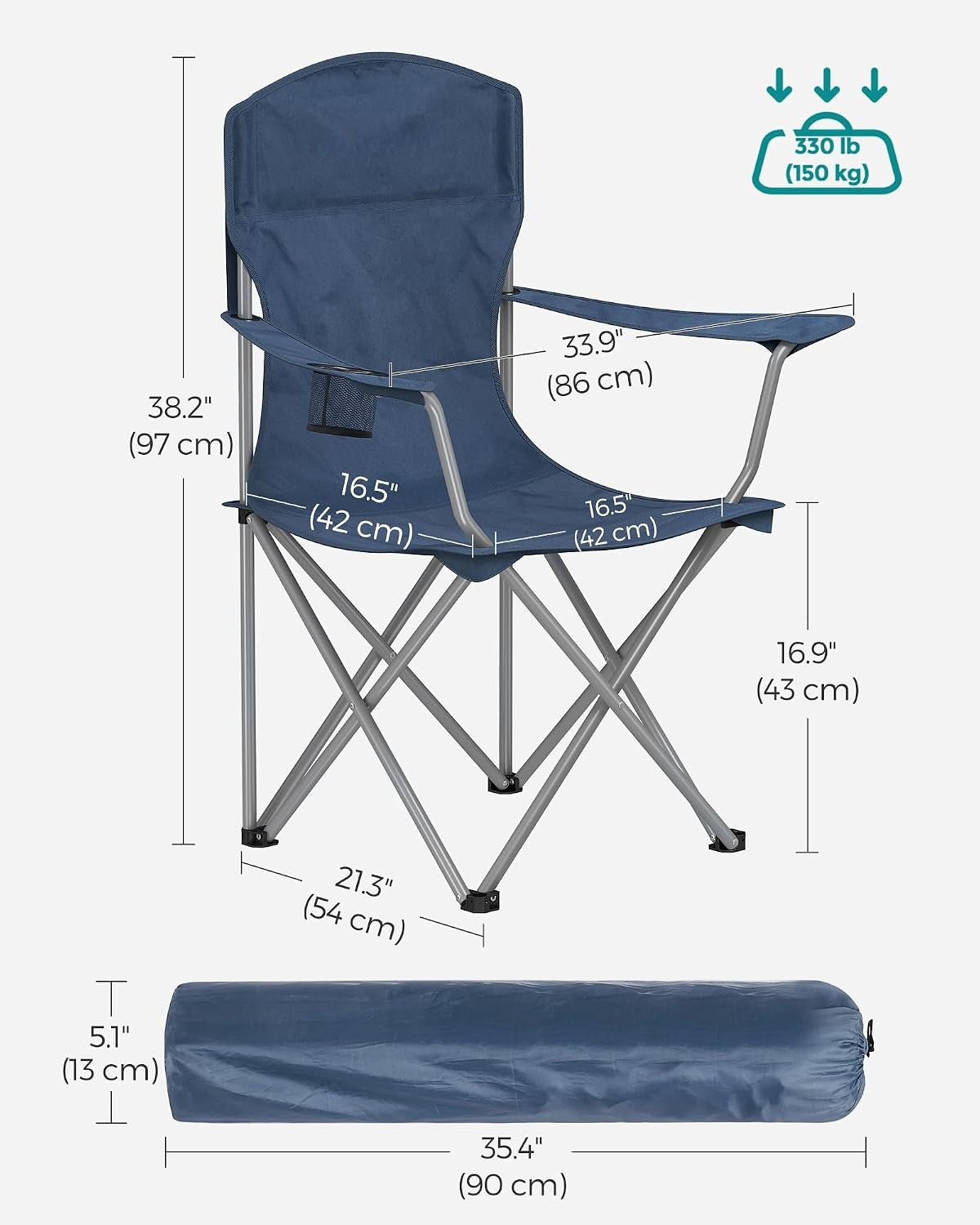 Twilight Blue 2 Pack Folding Camping Chairs
