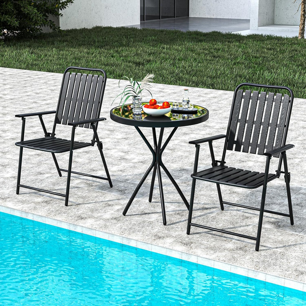 Foldable 3 Piece Outdoor Patio Bistro Set