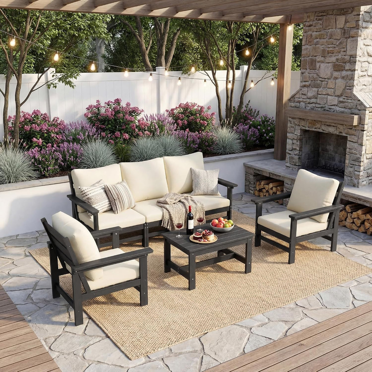 HDPE 6 Piece Modular Patio Sofa Set