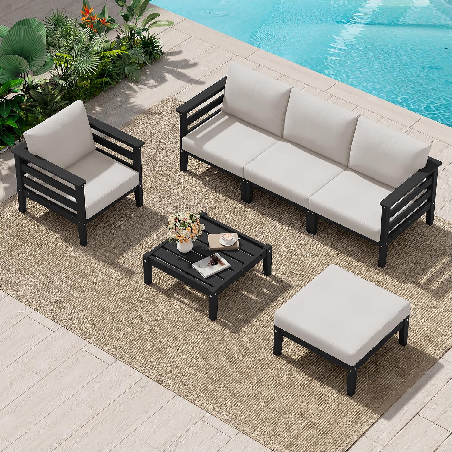 6 Piece HDPE Modular Patio Sofa Set