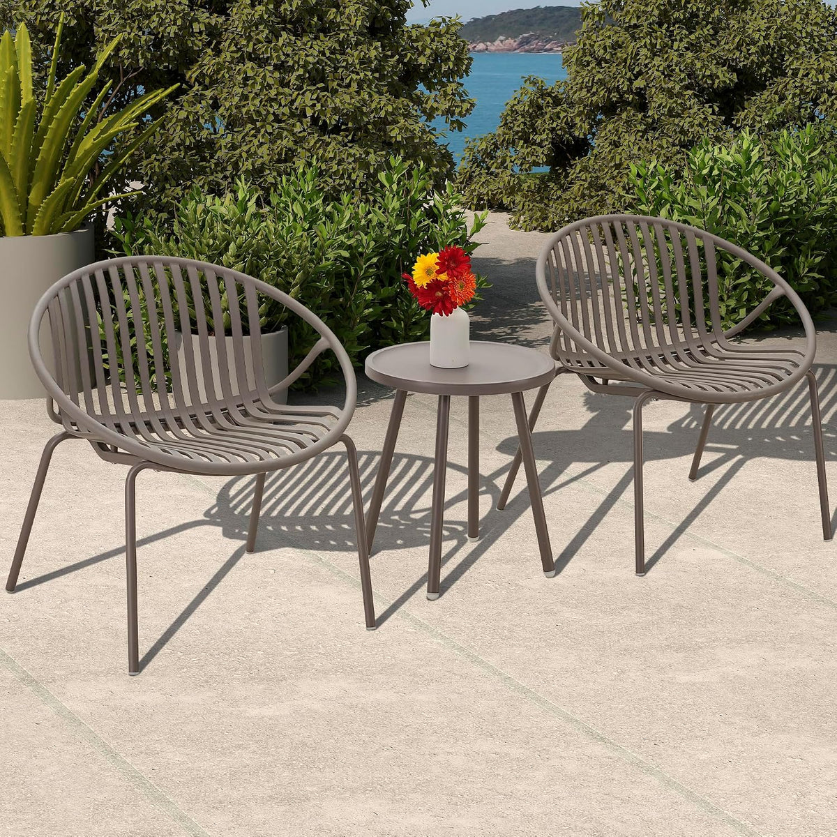Gray Weatherproof 3 Piece Patio Bistro Set