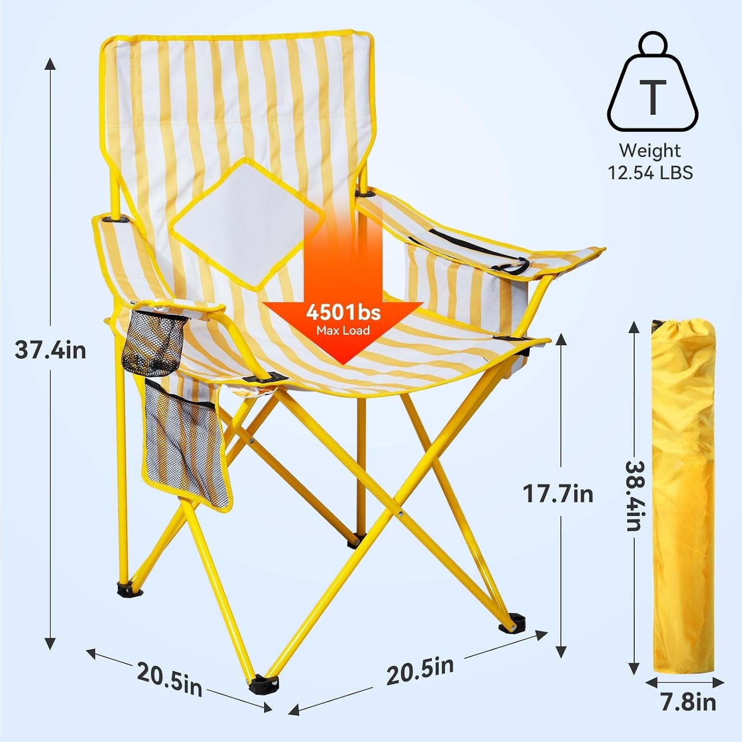 Yellow Mesh Cooler 2 Pack Camping Chairs