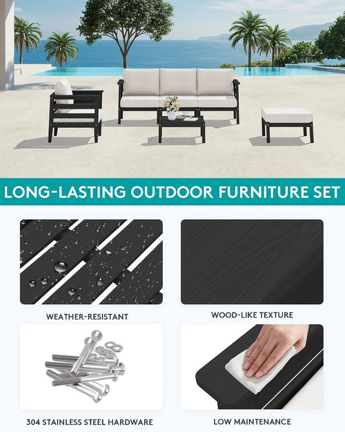 6 Piece HDPE Modular Patio Sofa Set